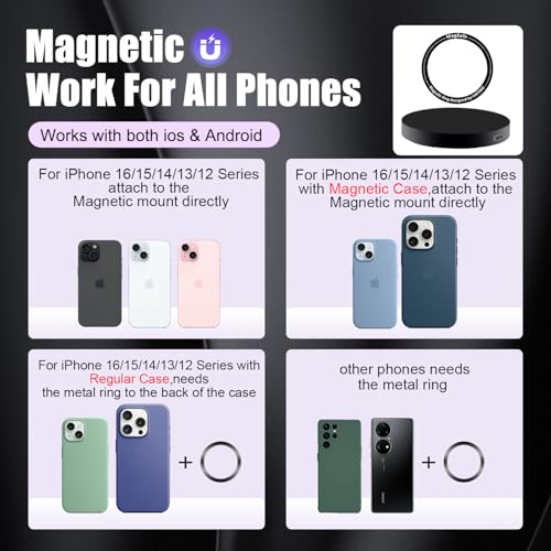 Image of Magnetic Cell Phone Selfie Stick Tripod with 1 /4 inch Magnetic Wireless Charging Tripod Mount Extendable Mini Desktop Smartphone Tripod compatibel for Magsafe iPhone 14 /13 /12 Pro Max All Phones