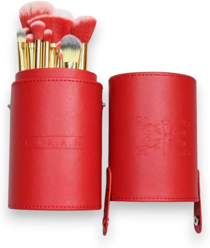 12 Pcs Premium Makeup Brush Soft Synthetic Cosmetic Blending Set Foundation Face Eyeshadows Powder Brushes Concealers Blush Eye Shadows Eyeliner Set includes Red Siren Travel Case by F.A.R.A.H