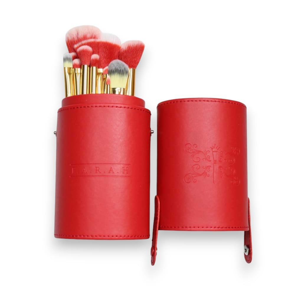 12 Pcs Premium Makeup Brush Soft Synthetic Cosmetic Blending Set Foundation Face Eyeshadows Powder Brushes Concealers Blush Eye Shadows Eyeliner Set includes Red Siren Travel Case by F.A.R.A.H