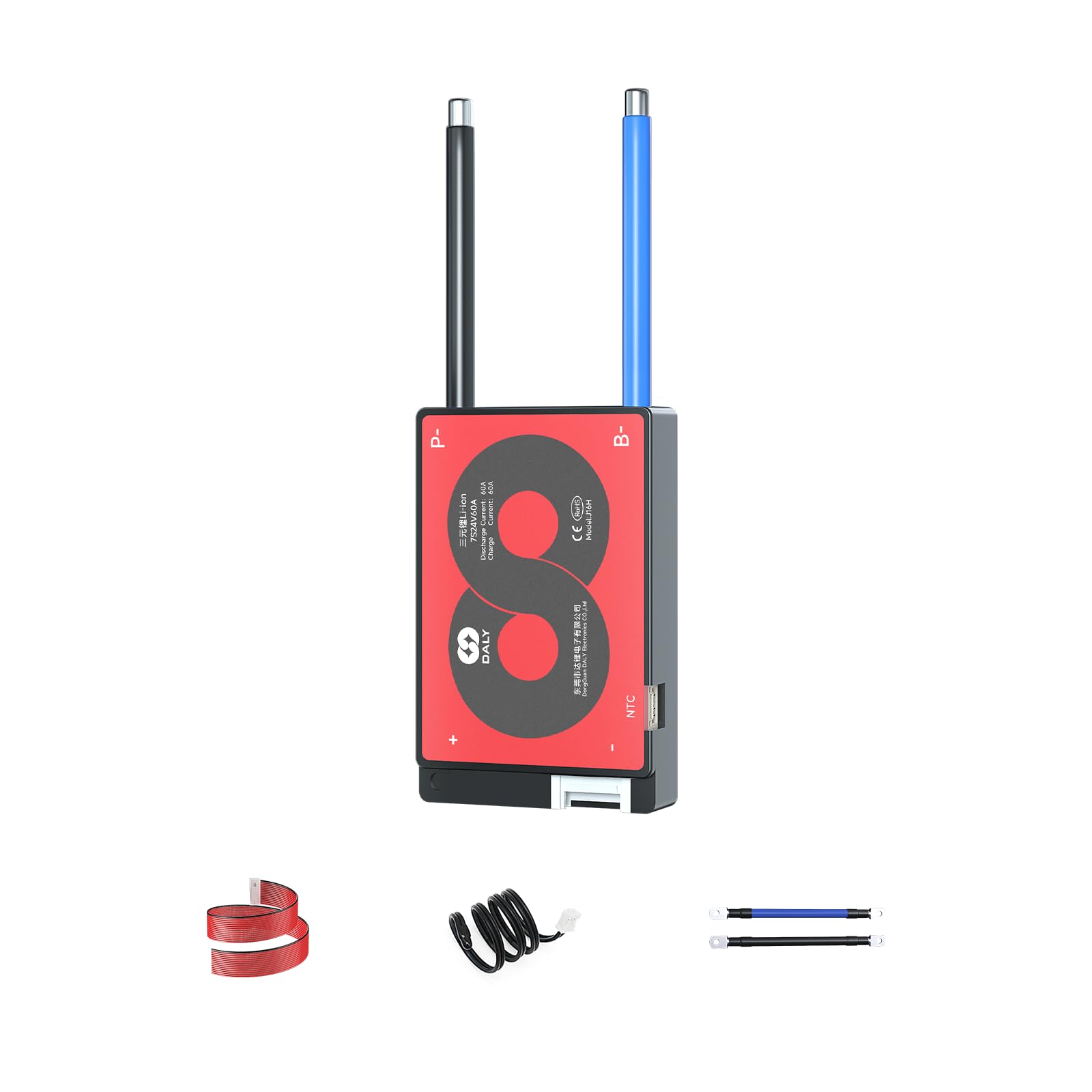 DALY 3S-24S BMS 15A to 200A Protection Board with Balance Cable and Temperature Sensor for Lithium Battery Pack (Li-Ion 7S 24V, 60A)