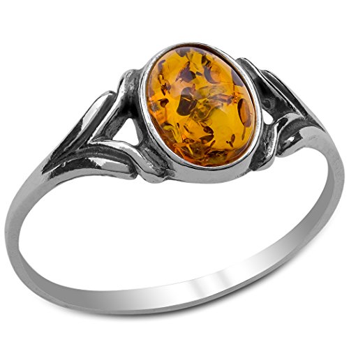 Image of Ian and Valeri Co. Amber Sterling Silver Small Classic Oval Ring