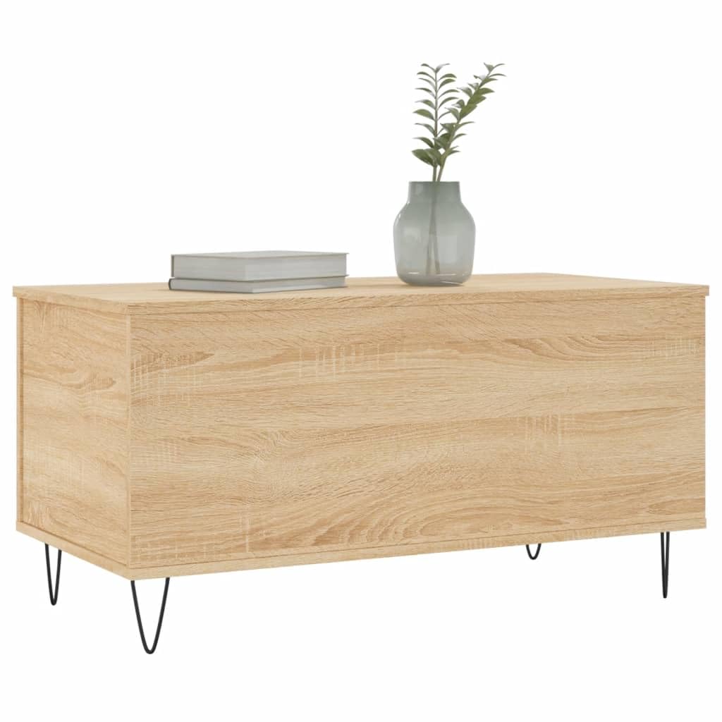 Homgoday Tavolino da caffè in rovere Sonoma, 90 x 44,5 x 45 cm, in legno ingegnerizzato, tavolino da tè per soggiorno, sala d'accoglienza degli ospiti, camera da letto e ufficio, mobili tipo 2