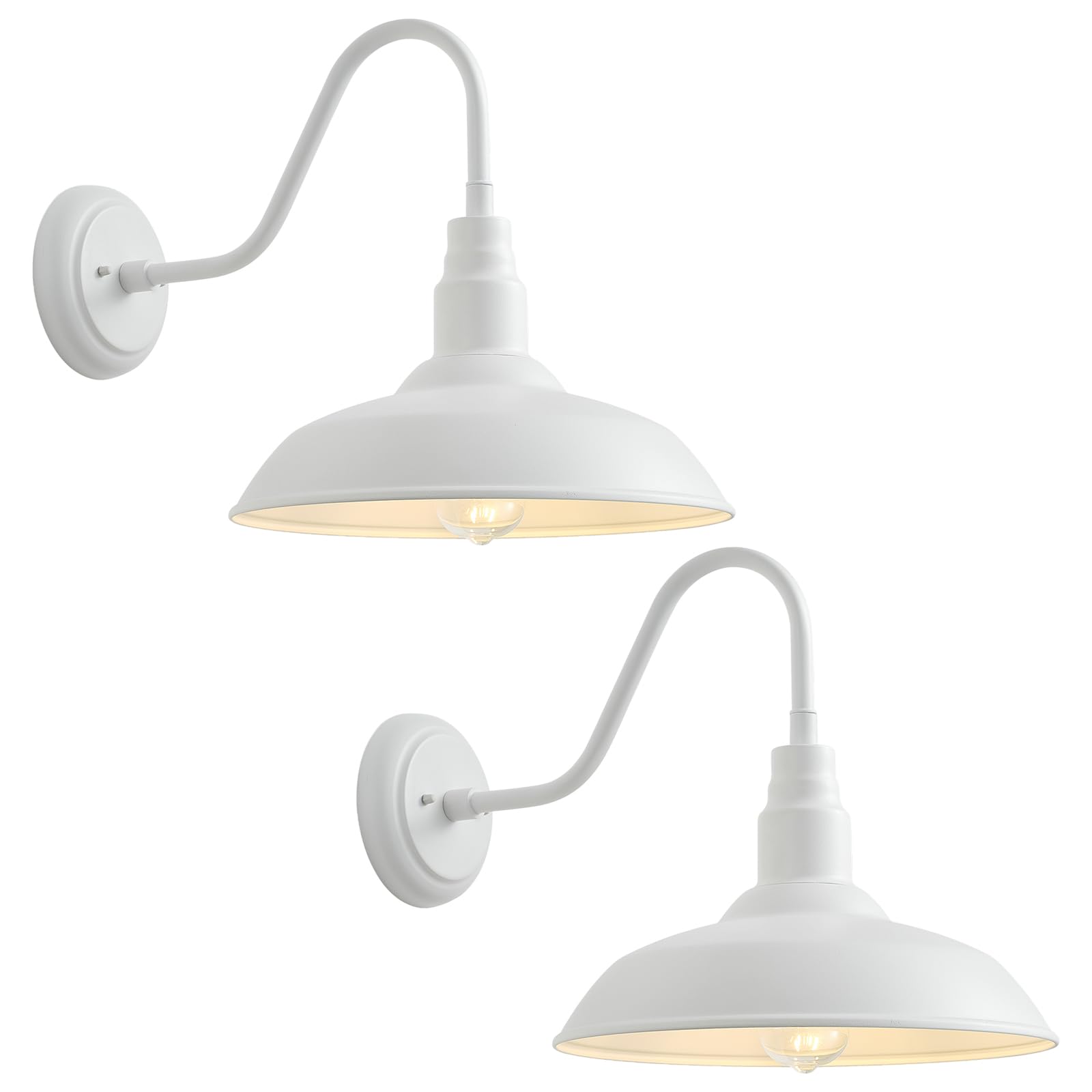 10" Outdoor Barn Lights for Farmhouse, Gooseneck Outdoor Light in Matte White, Farm Exterior Lighting Fixtures with Wall Mount, 2-Pack Outside Wall Sconce for Porch, Garage, Front Door