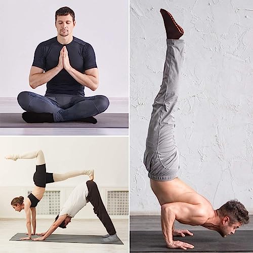 GRPSKCOS Non Slip Socks for Men House Socks with Grips 3 Pairs Anti-Skid Yoga Pilates Tile Wood Floors Hospital Slipper Sock4