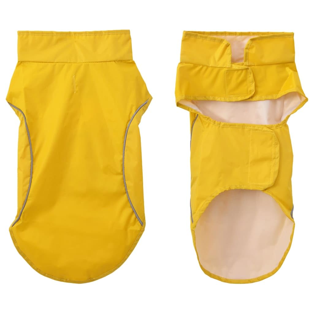 Hund Regenmantel mit Reflexstreifen Polyester Gelb M wetterfester Hundemantel für Gassi Spaziergänge bei Regen und Kälte atmungsaktiv und wasserdicht reflektierende Sicherheitsstreifen