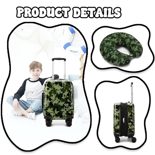 Kid's Luggage Set 2 Piece Suitcase Set 16" Hardside Luggage with Spinner Wheels Girls Carry on Toddler Travel Rolling Suitcase with Neck Pillow Airline Approved4