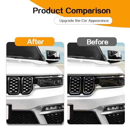 Image of Front Grille Insert Cover Compatible with Jeep Grand Cherokee 2021-2023, Black, 7 Pcs