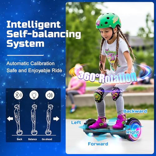 SISIGAD Hoverboard 6.5 Overboard Schwebeboard mit LED/Bluetooth,Skateboard Hoverboard, Geschenk für Kinder