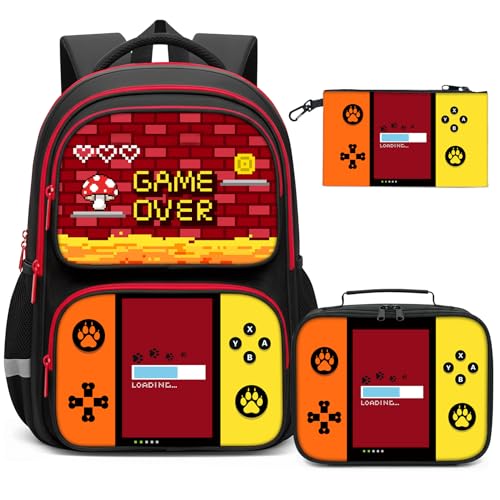 Aogebaby Kit de mochila de jogos para meninos - mochila escolar, Conjunto de três peças, Large, Lazer