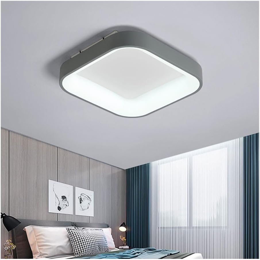 Nordic Modern Bedroom Ceiling Lamp, Colorful Square Close to Ceiling Flat Light Fixtures, Warm and Romantic Home Decoration Lighting for Offic(Gray,45cm)