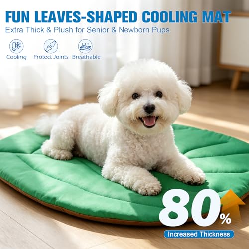 EXPAWLORER Dog Cooling Mat, Double-Sided Cooling Pad for Cats Dogs Kitten,33"x21"Thick & Durable Portable Pet Bed for Summer,Washable Cooling & Warm Blanket for Indoor,Outdoor,Leaves(Green) by EXPAWLORER - Image 4