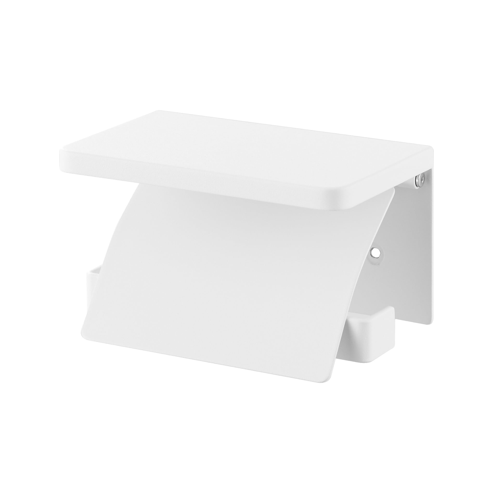 Yamazaki 1297 Tower Wand-Toilettenpapierhalter, weiß, Stahl, minimalistisch, 14 x 12 x 8,5 cm (L x B x H)