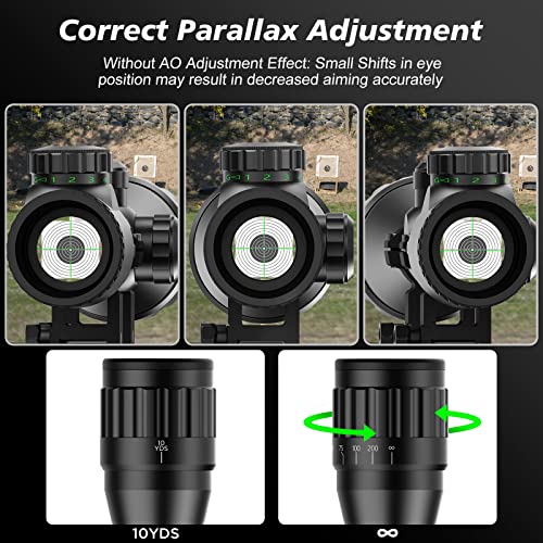Paike 3-9x40 AOEG Rifle Scopes Red Green Dot Mil-Dot Reticle Objective Lens Parallax Adjust - Image 5