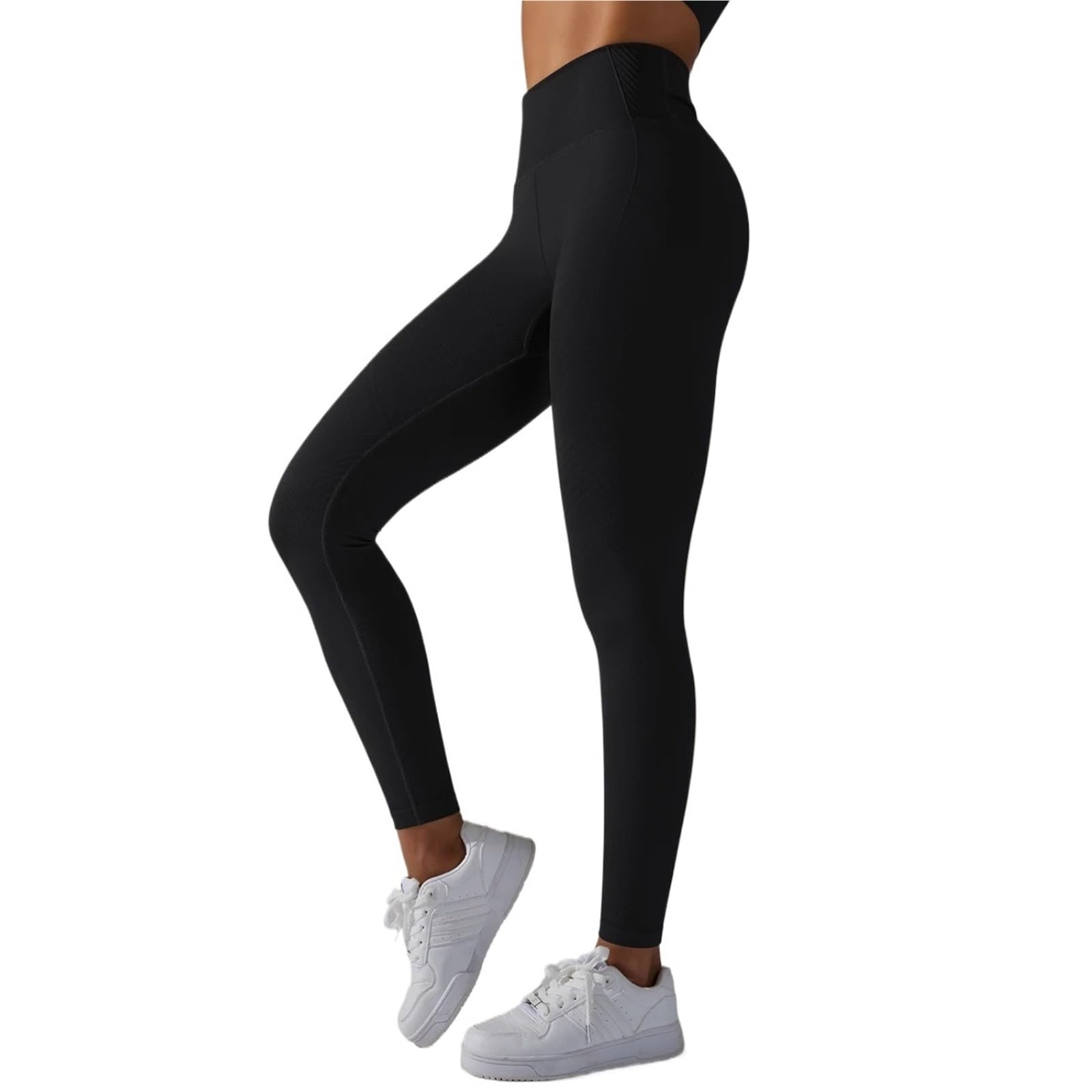 Leggings de yoga de cintura alta, leggings deportivos para mujer, sin costuras, control de abdomen, para correr, entrenamiento