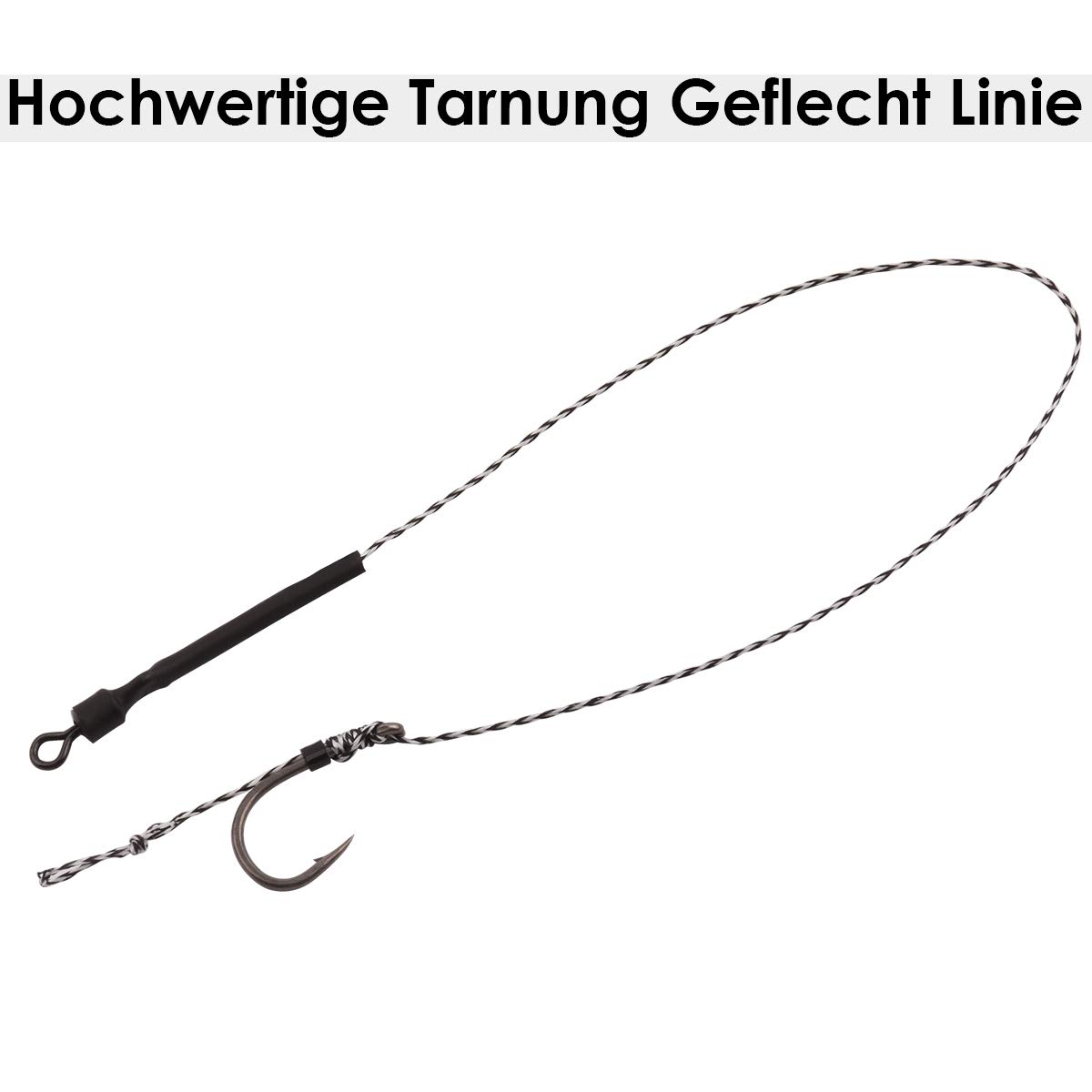 Luroad Karpfenangeln Haar-Rigs, 20-teilig Gebogen Karpfen Haken Widerhaken, Geflochtener Karpfen Angelhaken Zubehör mit Boilie Rig Karpfen Vorfach, 3 Boilie-Stoppers, Größe 2 4 6 8 - 5