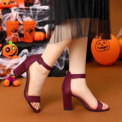 Image of Allegra K Women's Open Toe Chunky High Heel Buckle Ankle Strap Sandals