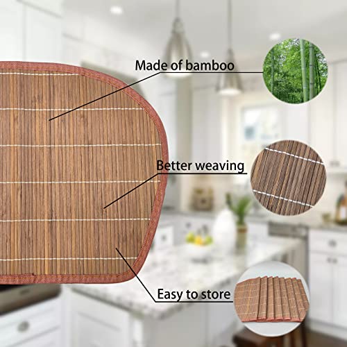 Andstar Set Of 8 Pcs Bamboo Placemats Edge Reinforced Fan Shape Wedge Table Placemats Natural Anti-Slip Washable Heat-Resistant Table Mats Farmhouse Placemats For Dining Room And Kitchen(Coffee) #TOP3