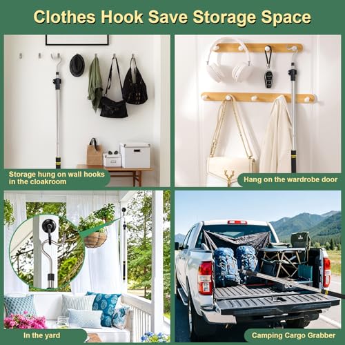 Frebuta Heavy Duty Closet Hanger Reaching Pole,36" to 65" Clothes Hook Pole Telescoping Pole S Hooks for Plant Stainless Steel Pipe Sturdiness Lightweight Non-Slip Soft Sponge Handle Rod by Frebuta - Used condition - Image 9