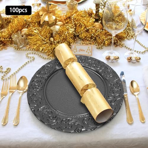 100 platos redondos reutilizables negros 13 pulgadas miniatura 3