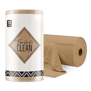 Fantasticlean Microfiber Cleaning Cloth Roll -75 Pack, Tear Away Towels, 12″ x 12″, Reusable Washable Rags (Tan)