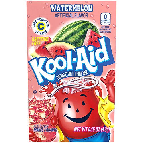 Kool-Aid Watermelon Flavored Unsweetened Caffeine Free Powdered Drink Mix 0.15 Ounce (Pack of 48)