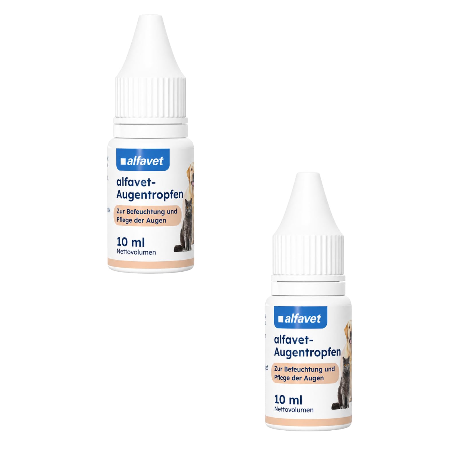 Alfavet-Augentropfen | Doppelpack | 2 x 10 ml | Augenpflege für Hunde & Katzen | Befeuchtung der Augen durch feuchtigkeitsspendende Eigenschaften | Mit Hyaluronsäure & Beta-Glucan