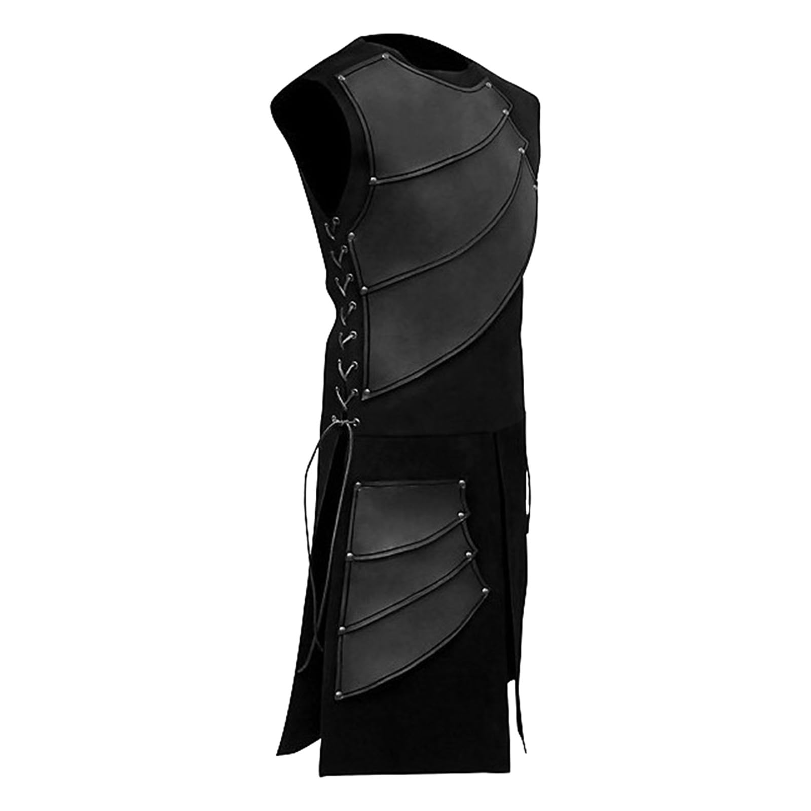 Tunica medievale da uomo Ailrik con coulisse medievale cavaliere tunica costume da uomo senza maniche camicia vichinga per carnevale abbigliamento vintage girocollo