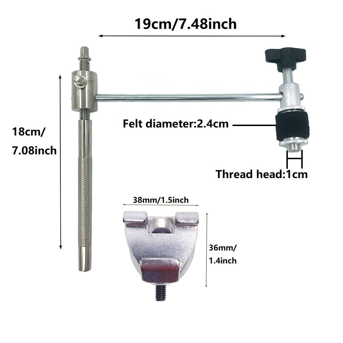 Cymbal Hi-Hat Tamburin Percussion Zubehör Mount Arm Montage L-Rod mit Bass Drum Hoop Clamp für Snare Drum Effekt