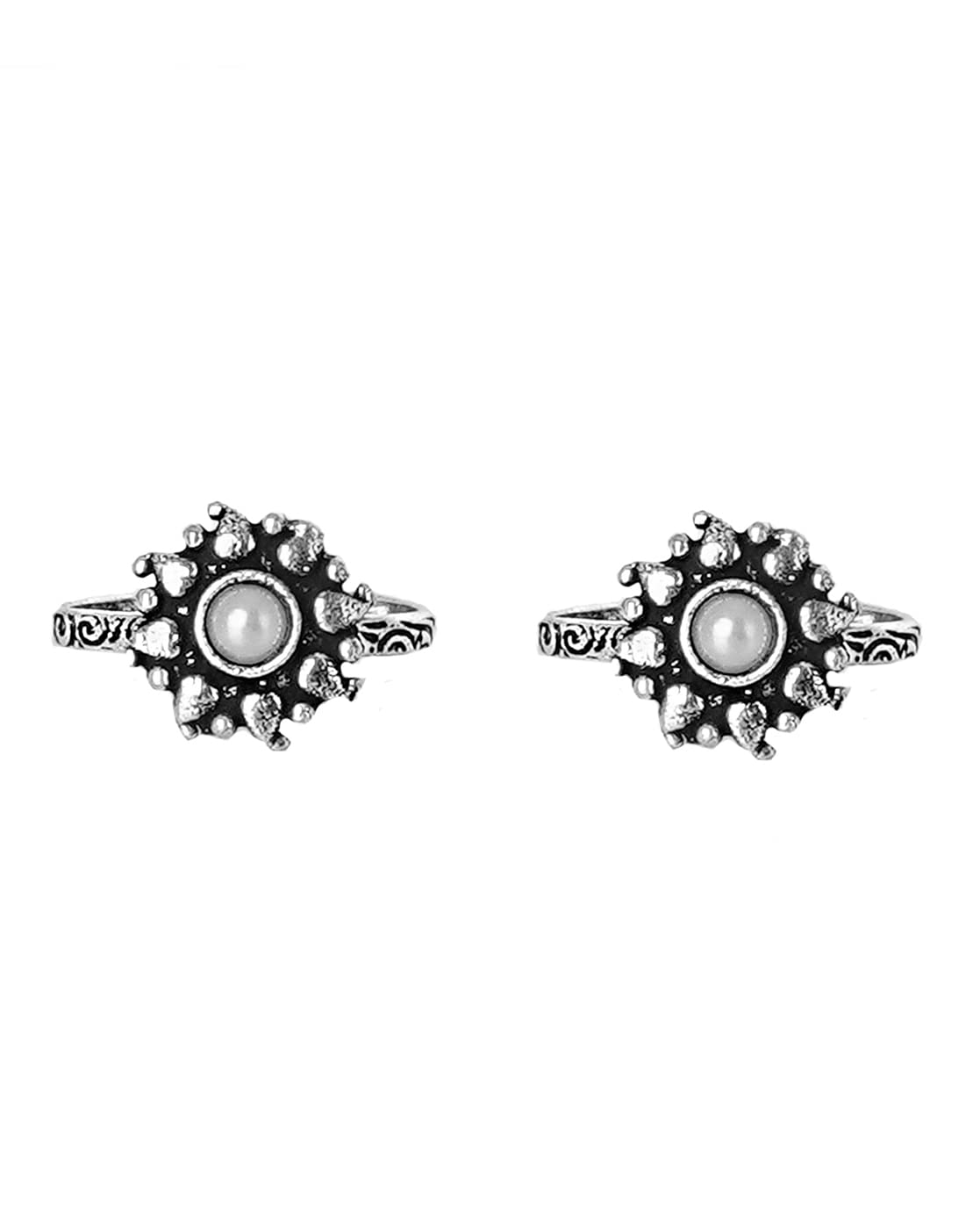 TEEJH Miraya White Stone Silver Oxidised Toe Rings for Women (B09J53PBYC) Amazon Price History, Amazon Price Tracker