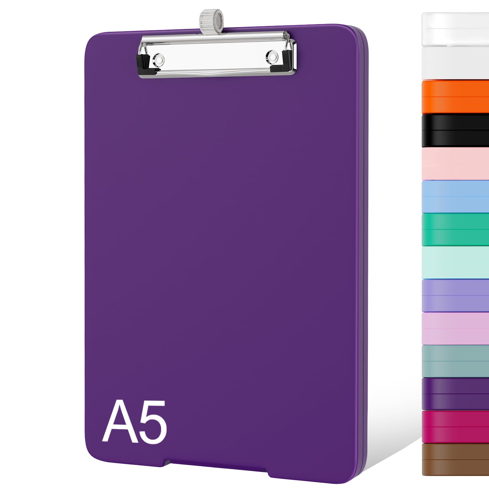 Piasoenc Small Clipboard with Storage, A5 Organization Box with Pen Holder, Plastic Clipboard with Low Profile Clip for Nurses, Teachers, Lawers, Deep