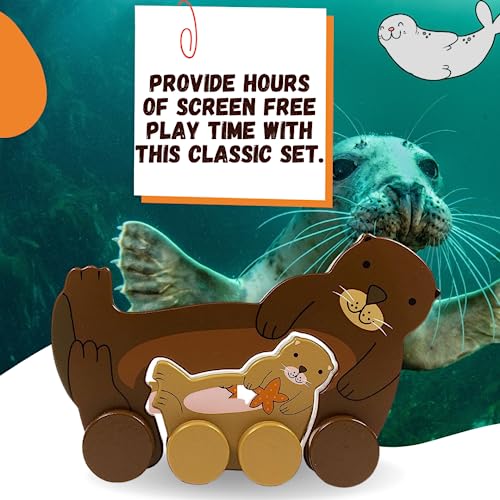 Image of Jack Rabbit Creations Inc Big & Little Wooden Push Toy Otter