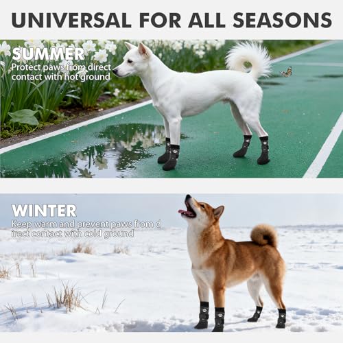 Image of Mihachi Anti Slip Dog Socks, Dog Boots for Hardwood Floors Prevent Licking, Traction Control Waterproof Rubber Sole Paw Protectors for Small Medium Large Dogs,Grey 2XL