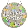 Happy Easter Door Sign 118 Wooden Bunny Hanging Sign Egg Rabbit Wreath Spring Wall Home Farmhouse Decor Multicolor