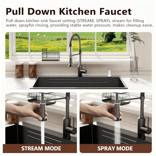 Image of Black Drop In Kitchen Sink: 30in Stainless Steel single bowl Workstation | 8.68 Spacious Single Basin Speeds Up Post Feast Cleanup For Heavy Cooking Homemakers Via 7-Piece Accessories Combo