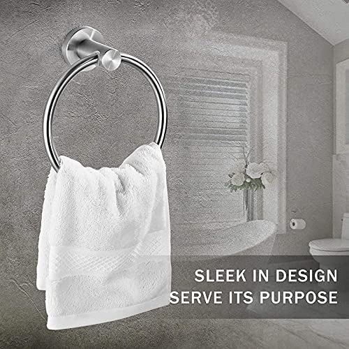 Image of 6-Inch Stainless Steel Napkin Ring Towel Holder | Round Wall Mounted Hanger for Bathroom, Kitchen & Wash Area | Heavy Duty, Rust Free, Durable Chrome Finish (2 Piece)