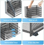 SUPEASY 5-Tier Desk Organizer with File Holder, Desk Organizers and Accessories, Paper Organizer for Desk, Mesh Desktop File Organizer, Workspace Organizers for Office School Home, Black