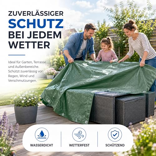 2x2 m Plane & Schutzplane grün - Gartenplane & Allzweckplane wasserdicht - 200 g/m² grün… – Ansicht 2