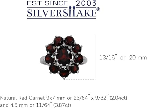 Vista 2 de Silvershake Anillo de plata de ley 925 chapado en oro blanco con piedras preciosas auténticas, joyería para mujer