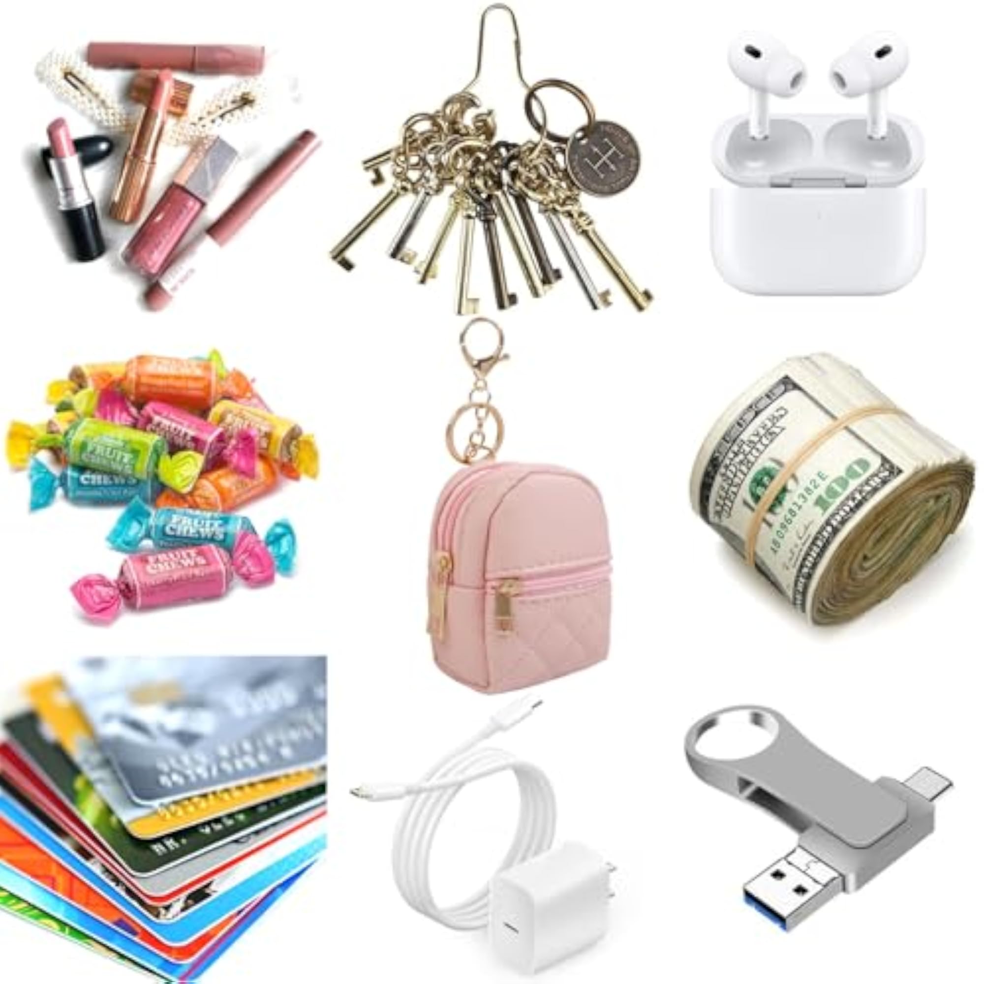 4Pcs Mini Backpack Keychain, Cute Cosmetic Bag for Women