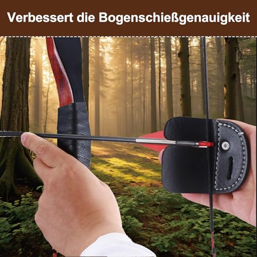 Bogenschießen Finger Tab & Arm Guard Set Doppelschicht Finger Protector Verstellbarer Armband Armbandschutz für Recurve Bow Longbow Jagd Fit rechte Hand