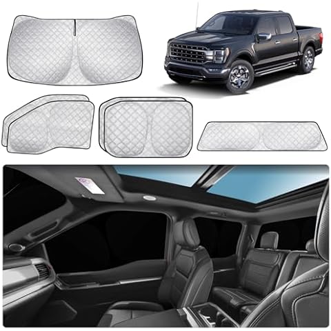 XCBYT 2020-2024 Ford F150 Window Shades Full Car Window Covers with 6 Layers Thickened 100% Sun UV Blackout Car Privacy Curtains for Breastfeeding Napping Dressing Camping 6 Pack F150 Accessories Cover