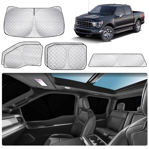 XCBYT 2015-2023 Ford F150 Window Shades Full Car Window Covers with 6 Layers Thickened 100% Sun UV Blackout Car Privacy Curtains for Breastfeeding Napping Dressing Camping 6 Pack F150 Accessories