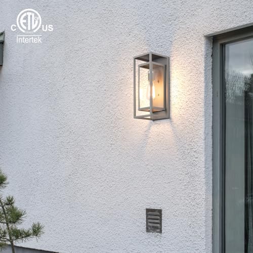 Image of mirrea 14 inch Modern Outdoor Porch Wall Light, Matte Gray, 2 Pack