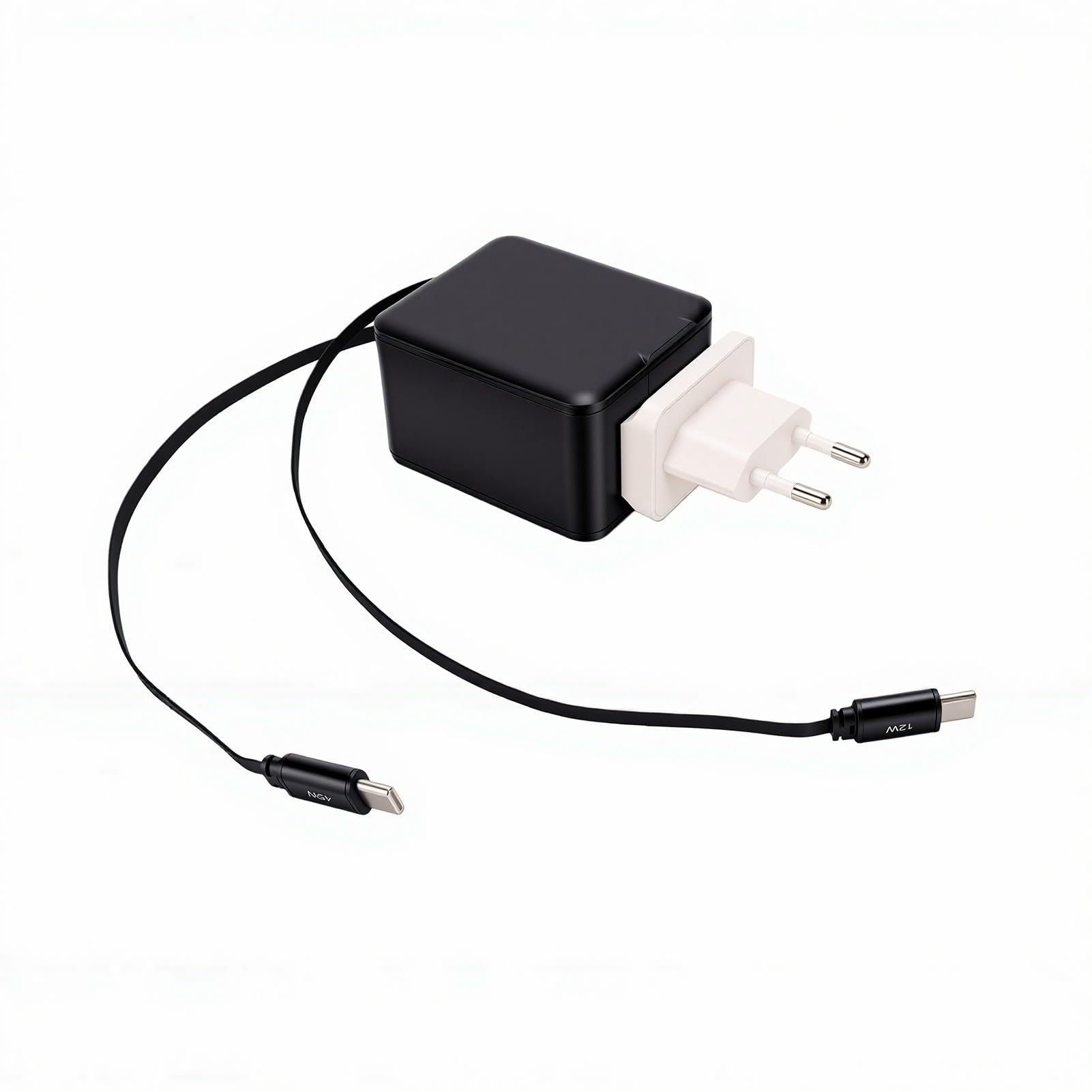 Gugxiom Caricatore da Muro Portatile da 81 W a Ricarica Rapida Spina USB Tipo C Retrattile 4 in 1 per Laptop Telefoni Auricolari 6,4 X 5,37 X,05 Cm (Spina europea)