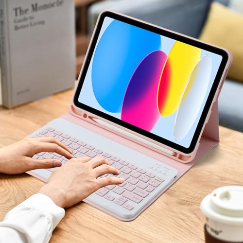 Image of Rechargeable Bluetooth Keyboard&Mouse Combo for iPad, Ultra-Slim Portable Wireless Mouse Keyboard for iPad Pro Air Mini iPhone Samsung Tablet Cell Phone Android, iPadOS /iOS 13&Above (Pink)
