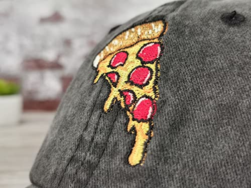 Image of Hepandy Embroidered Pizza Corn Yinyang Home Girl Ice Cream Baseball Cap | Men Women Detailed Embroidery Adjustable Metal Buckle Distressed Cotton Unisex Dad Hats Gifts for Christmas Mother's Day