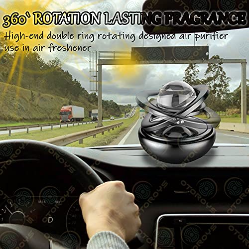 Image of OTOROYS Alloy Body Car Solar Power Rotating Design Air Freshener Perfume, with Organic Fragrance (Crystal Black.)