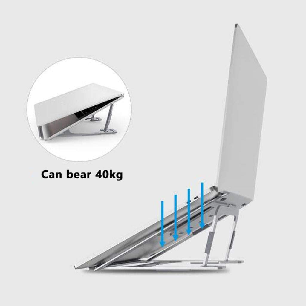 Supporto per Laptop Regolabile, Supporto per Laptop Portatile Multifunzione con Raffreddamento ventilato Adatto per Notebook Laptop da 11-17,3 Pollici con Tablet-Argento