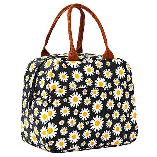 Lunch Bag Insulated Lunch Tote Bag Lunch Box Container Cooler Bag with Front Pocket Reusable Lunch Bags for Women Men Adults Girls Work Hiking Picnic-Daisy