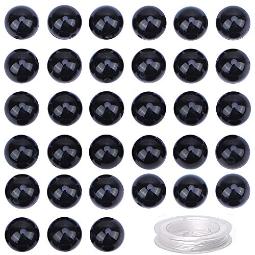 Image of 100PCS 8mm Black Smooth Polish Onyx Agate Loose Beads Round Crystal Energy Stone Healing Power for Jewelry Making (Black Onyx, 8MM)